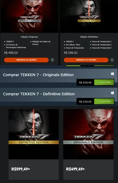 Novas edições de Tekken 7 estão sendo vendidas com o preço absurdo de R$ 500,00 e R$ 600,00 nos consoles