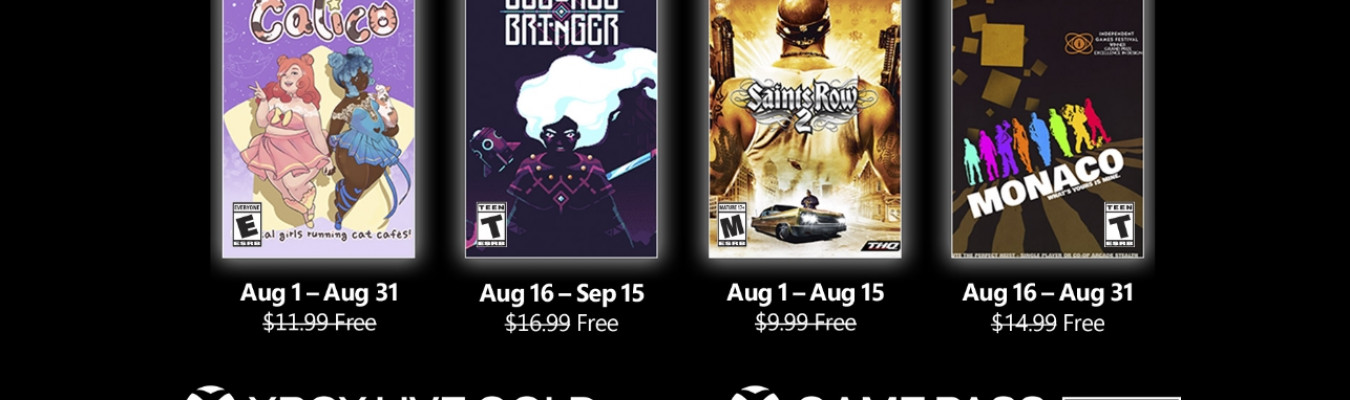 Calico e Saints Row 2 serão os jogos grátis do Xbox em agosto