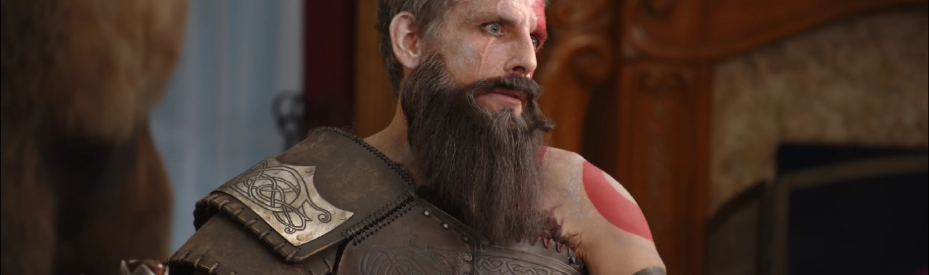 Sony divulga novo comercial para God of War: Ragnarok com Ben Stiller fantasiado de Kratos