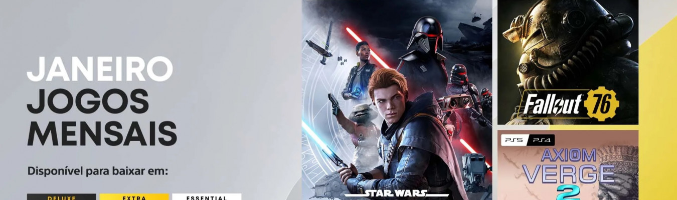 Em Janeiro os membros do PlayStation Plus podem resgatar Star Wars Jedi: Fallen Order e Fallout 76