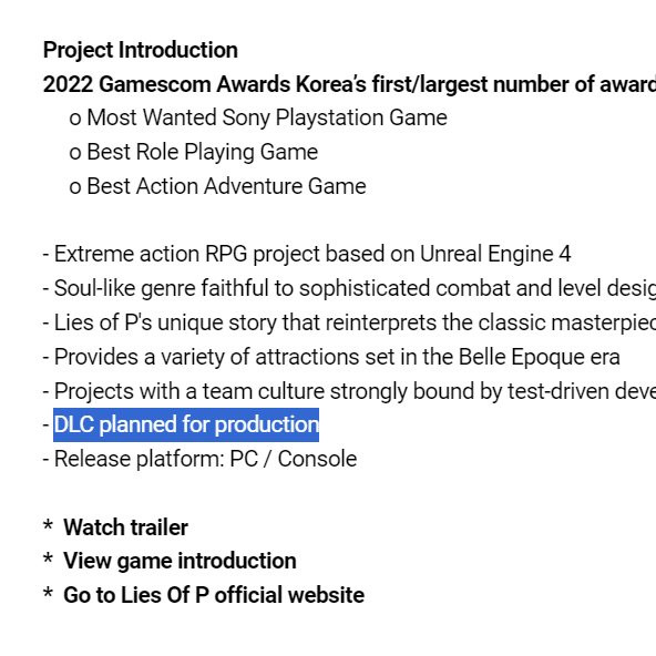 Lies of P DLC has been confirmed by the developer's careers website